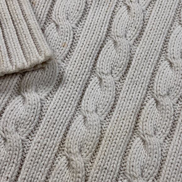 Vintage 1990s LAUREN Ralph Lauren White Cable Knit Sweater Green Label AS IS - Picture 15 of 16